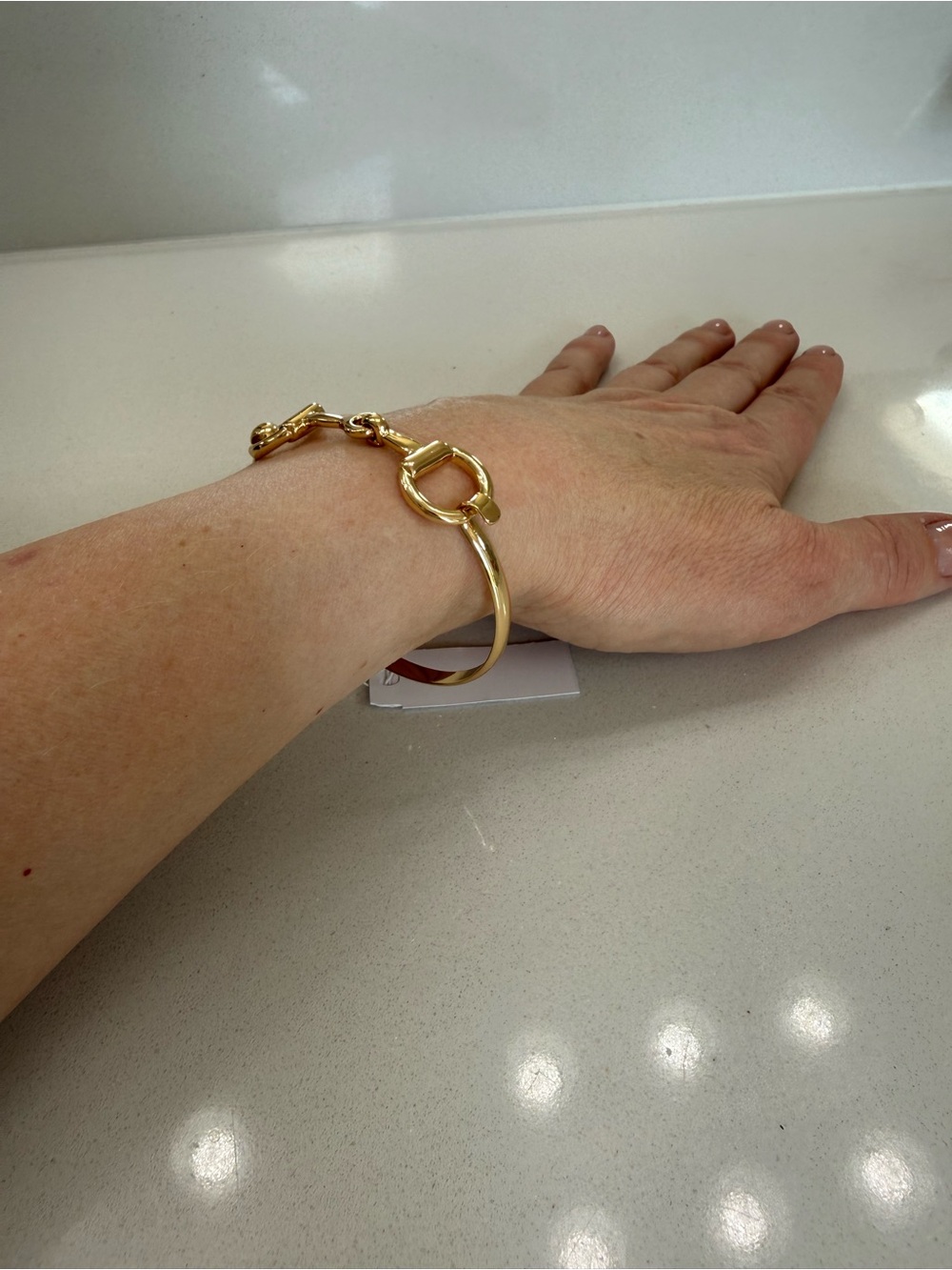 Gold Horsebit Link Bangle Bracelet - True to Form NIB - Picture 6 of 9